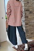 Zeta Otto Brushed Cotton Plaid Shirt Rust Ecru